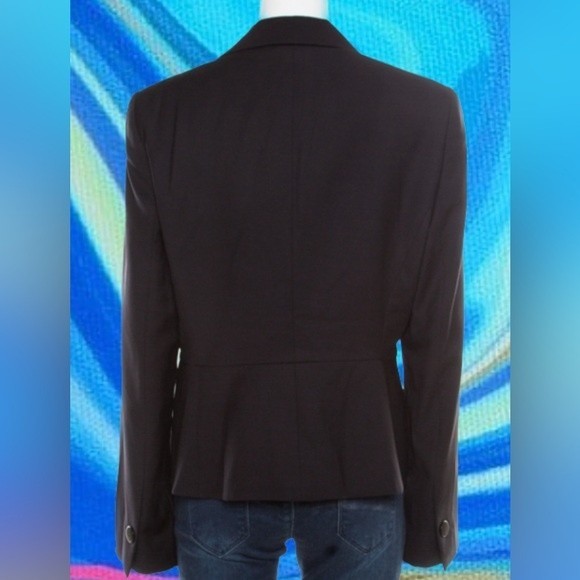 Armani Collezioni Black Twill Wool Peplum Jacket - Picture 2 of 10